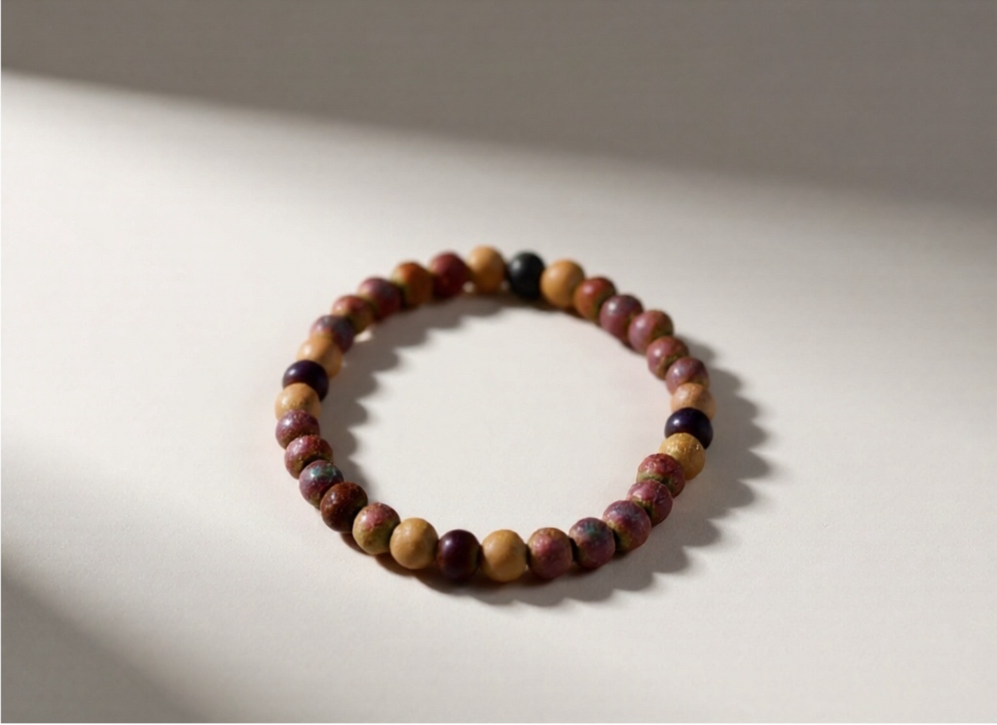 8mm Peach Berry Cobbler Glass Bead Bracelet