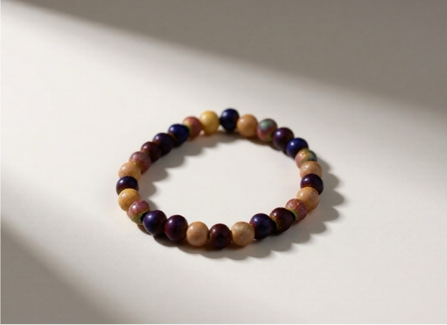 8mm Peach Berry Cobbler Glass Bead Bracelet