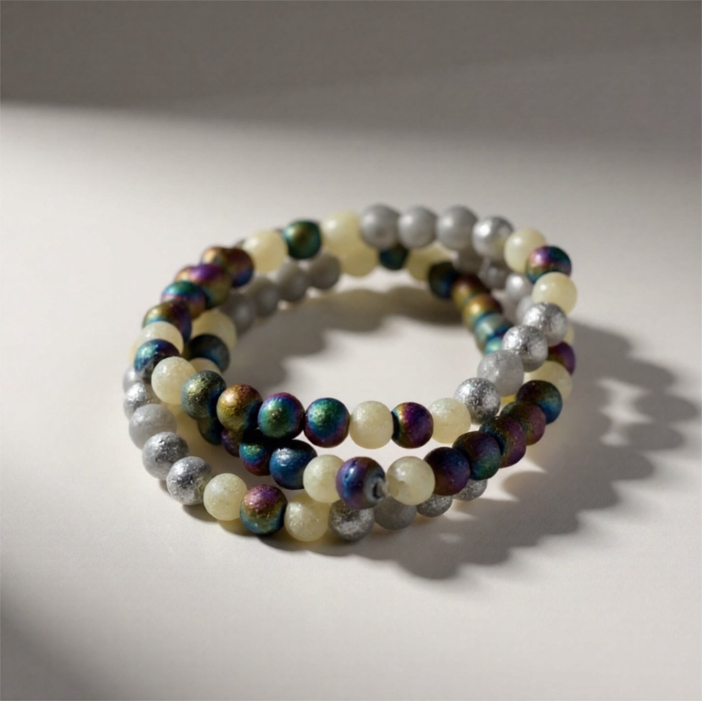 8mm Alien Encounter Glass Bead Bracelet