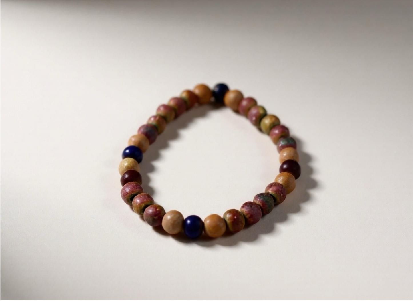 8mm Peach Berry Cobbler Glass Bead Bracelet