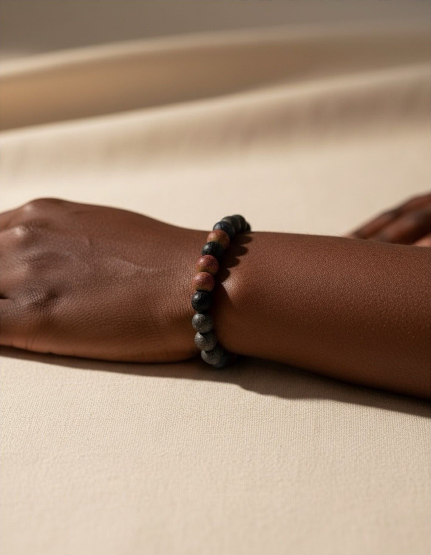 8mm 'Moon Rock' Glass Bead Bracelet