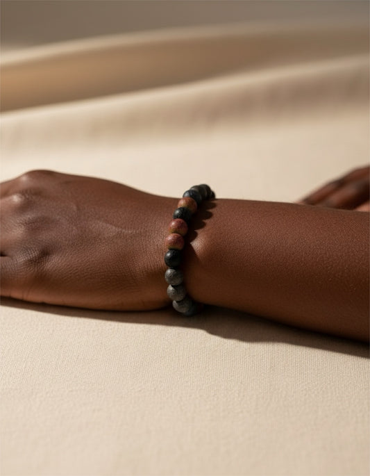 8mm 'Moon Rock' Glass Bead Bracelet