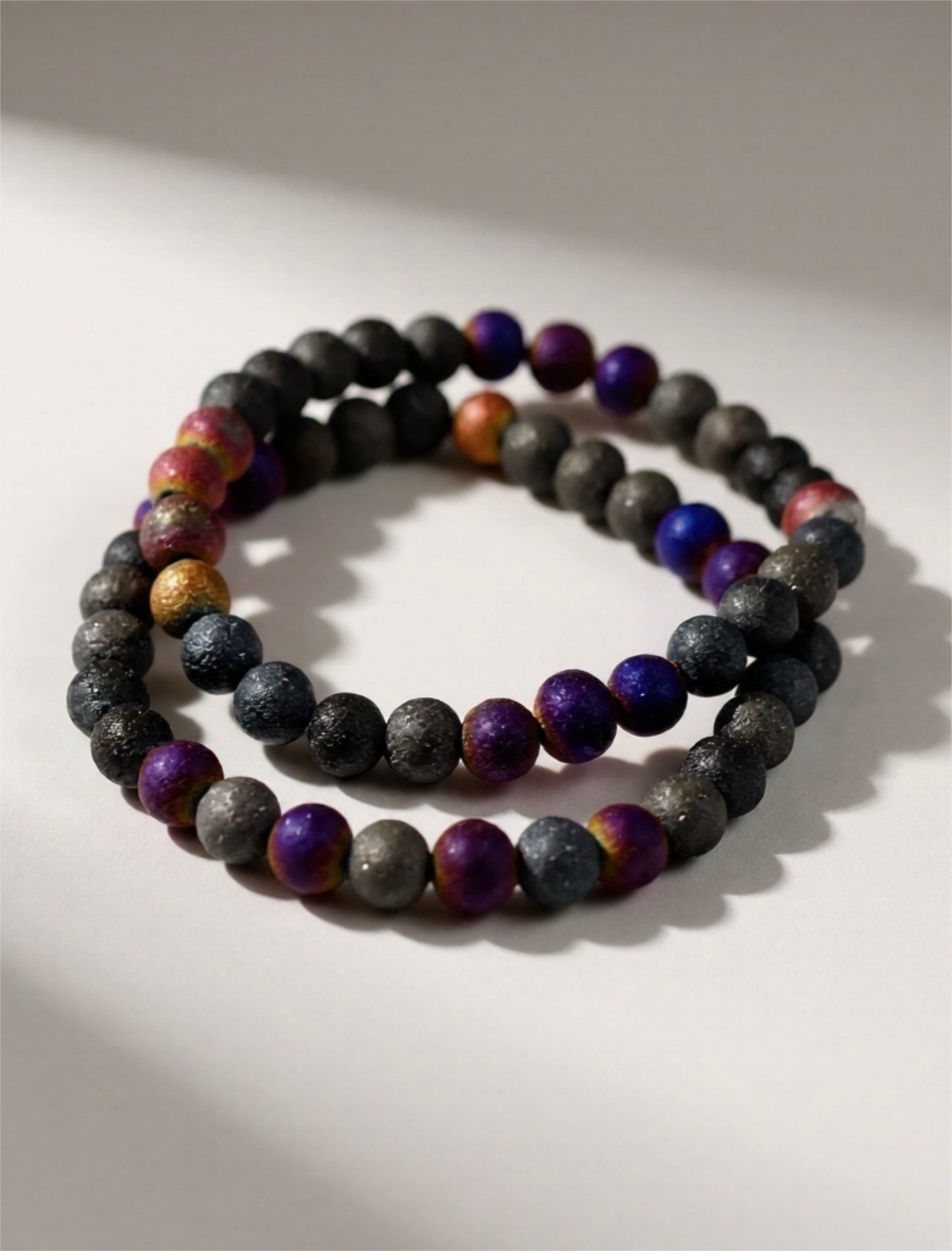 8mm 'Moon Rock' Glass Bead Bracelet