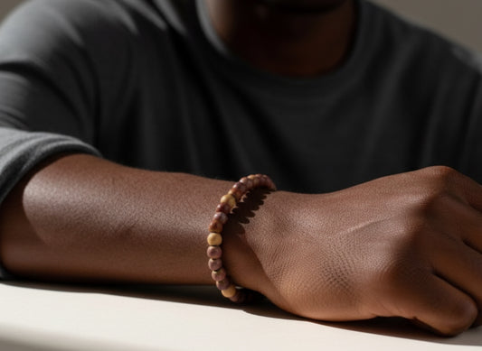 8mm Peach Berry Cobbler Glass Bead Bracelet