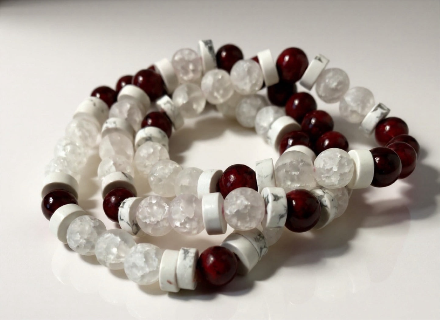 Cranberries & Snowflakes 8mm Bracelet