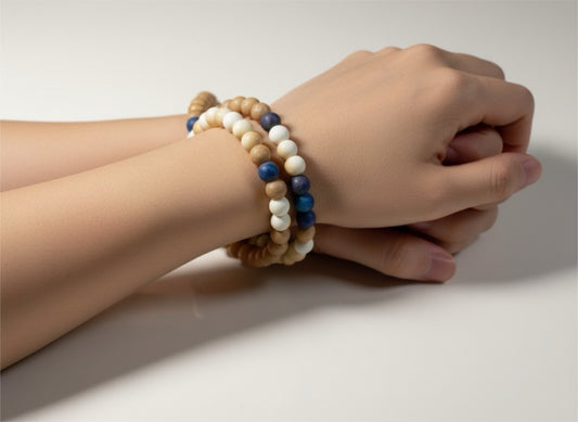 8mm 'Beach Theme' Glass Bead Bracelet