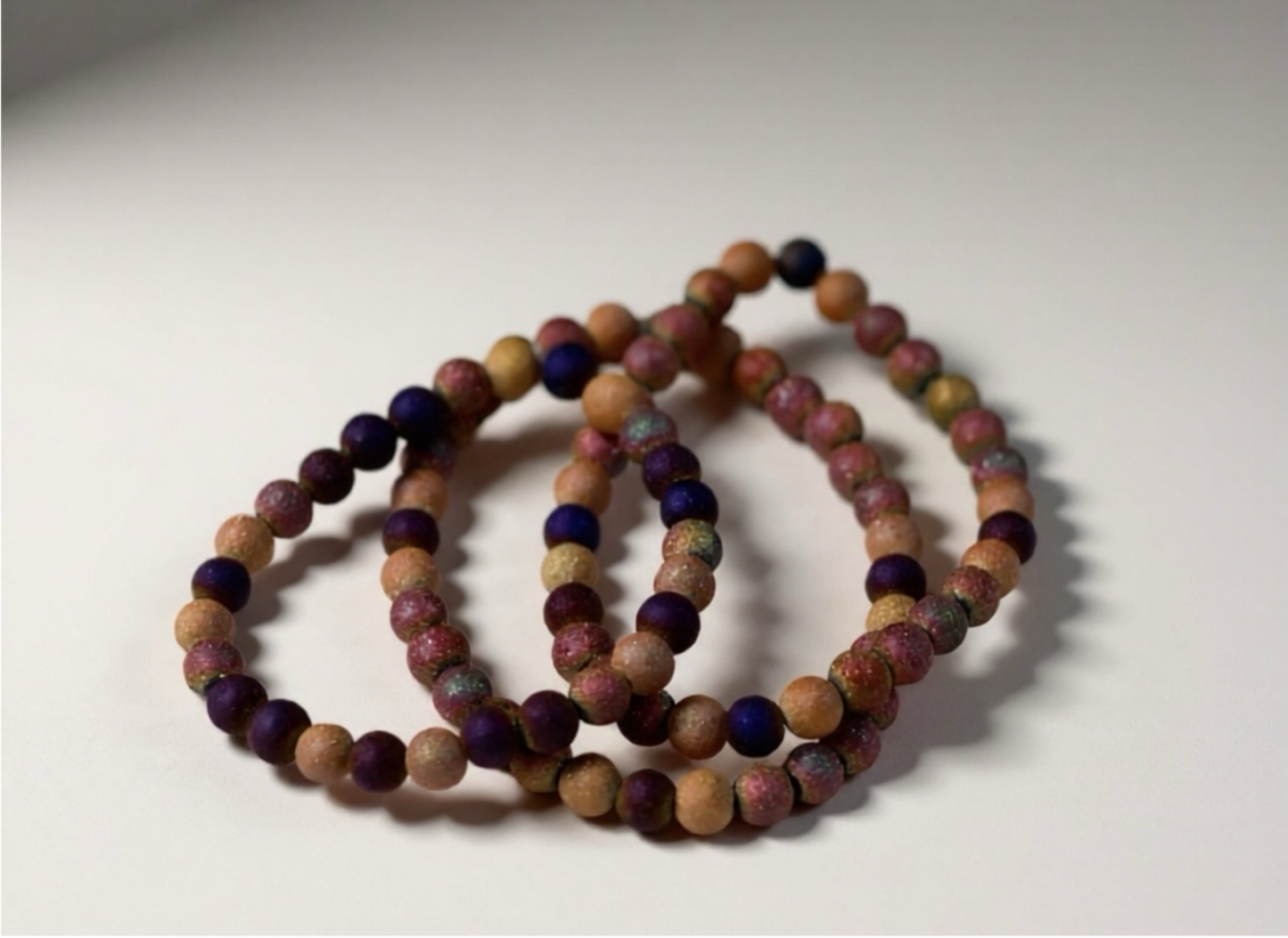 8mm Peach Berry Cobbler Glass Bead Bracelet