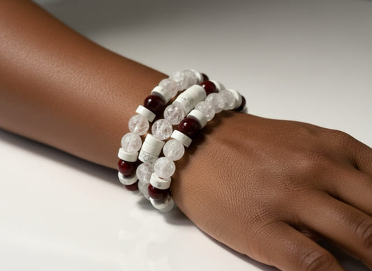 Cranberries & Snowflakes 8mm Bracelet